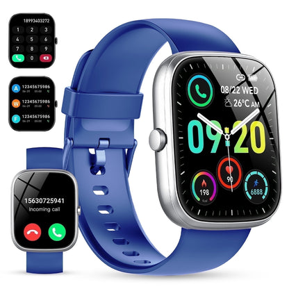 Smart Watch Fits for Android and IPhone, IP68 Waterproof Smartwatch for Women Men 120 Sports Modes 1.91-inch Fitness Tracker, Smart Watch with Bluetooth Call(Answer/Make Calls), for Gift Blue