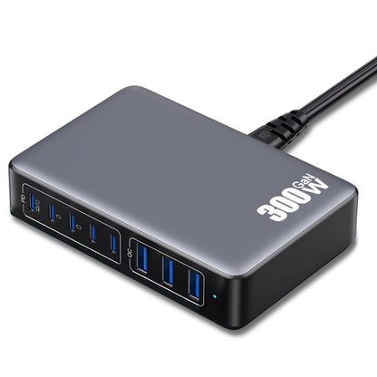 USB C Charger Block, 300w Gan IV 8-Port Fast Charging Station, PD 100w Laptop Charging Hub Wall Charge Adapter Compatible with MacBook Pro/Air, Dell, iphone 16/15/14, Steam Desk, Galaxy S23/22