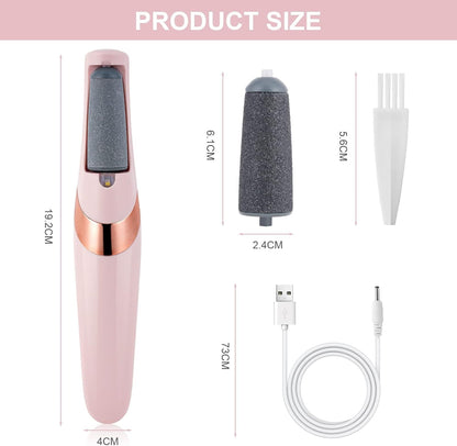 Electric Foot File, USB Rechargeable Feet Callus Remover with 2 Speed of Replacement Rollers & LED Lights, Professional Hard Skin Remover Foot Care Tools for Cracked Heels Calluses & Dead Skin