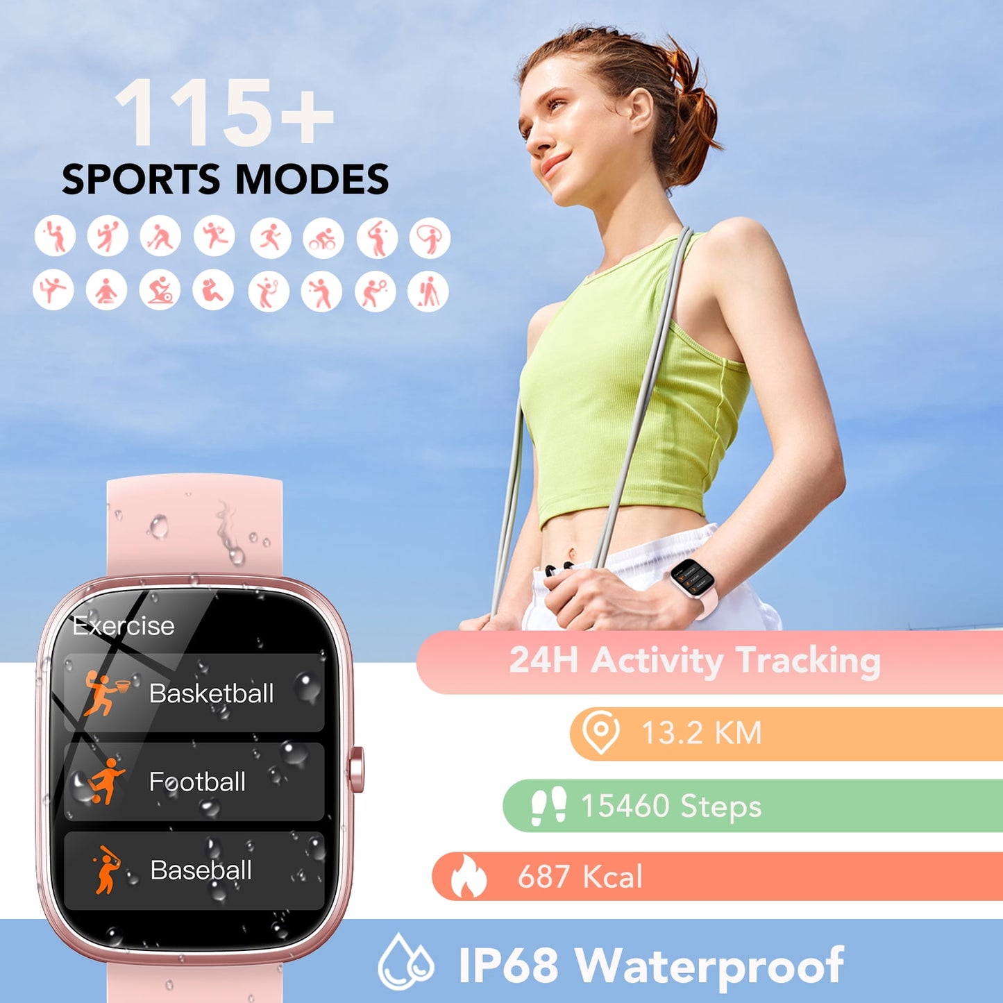 smart watches fits for women smartwatch for android phones/iphone compatible fitness tracker with 100+ sports modes 1.91" womens watch with calls and messages female cycle for gift
