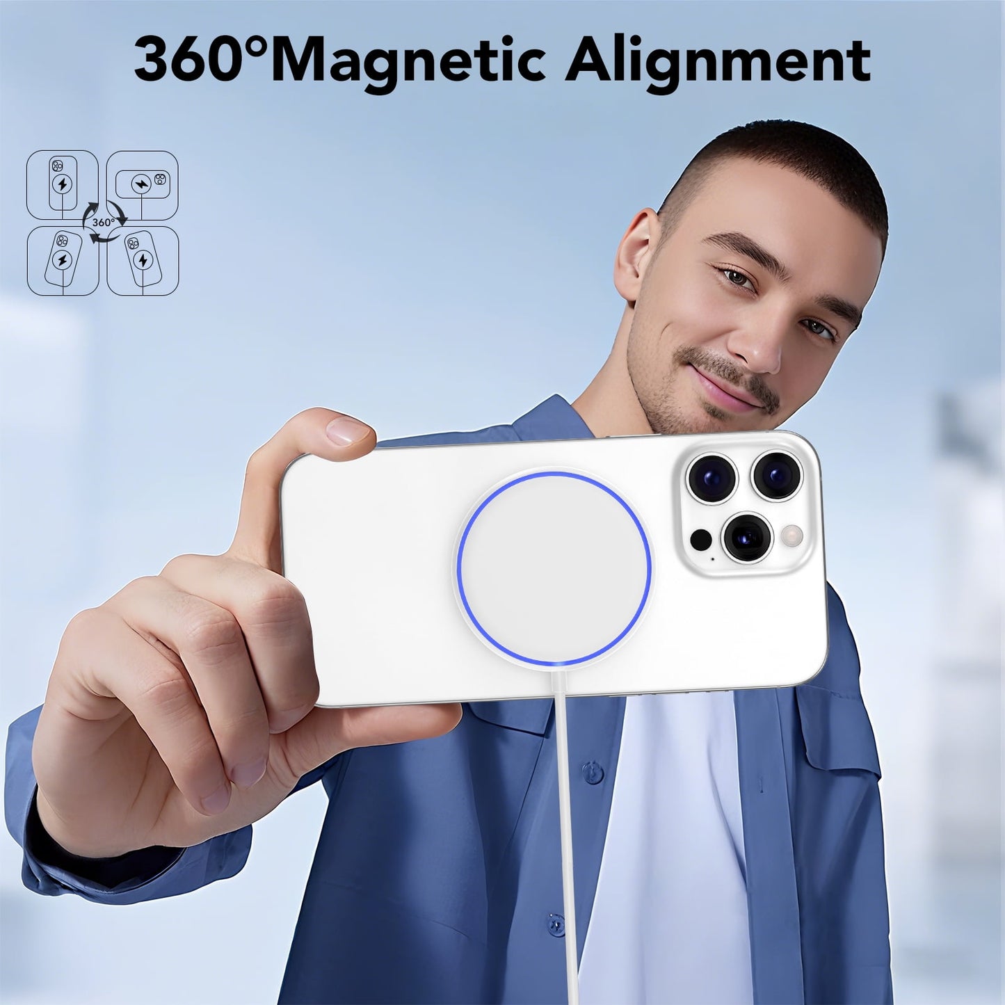 famoo mag-safe charger magnetic wireless charger: 2 pack 15w fast charger for iphone 16/15 /14/13/12, white