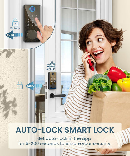 Keyless Entry Door Lock featuring Keypad and Fingerprint - High-Quality Smart Locks for Front Door - Electronic Keypad Smart Deadbolt - Biometric Smart Digital Door Lock with Code
