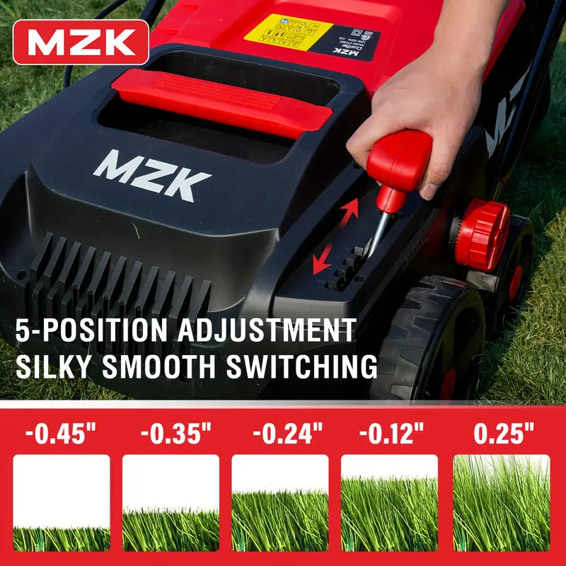 mzk 15" 2-in-1 electric dethatcher & scarifier, 5-position height w/ 12-gal bag
