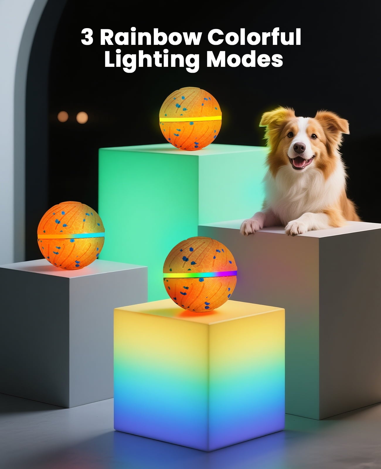 2 pack smart interactive dog balls, automatic moving ball for medium and large dogs, e-tpu new material, motion activated rolling & rotating bouncy toy for dog stimulation, 1 orange + 1 blue