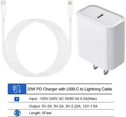iPhone 14 13 12 11 Super Fast Charger[Apple MFi Certified]High Speed iPhone Charger-2 Pack 20W USB C 6FT Wall Charger Power Adapter Plug Block Compatible with iPhone 14 13 12 11 Pro Max XR XS X,iPad
