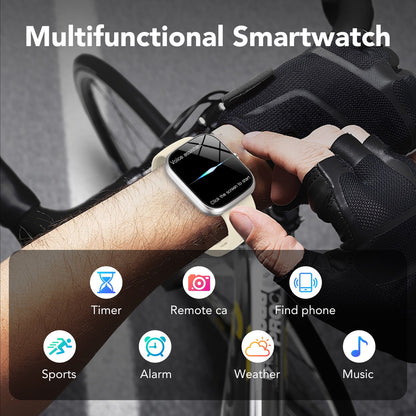 Smart Watch Fits for Android and iPhone, IP68 Waterproof Smartwatch for Women Men 100+ Sports Modes 1.91-inch Fitness Tracker, Smart Watch with Bluetooth Call(Answer/Make Calls), for Gift White