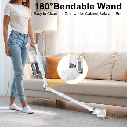 FETERVIC Corded Stick Vacuum Cleaner, 600W 18KPa Powerful Suction, 6-in-1 Lightweight Vacuum for Hardwood Floor, Carpet & Pet Hair, with Bendable Wand & Wall Mount