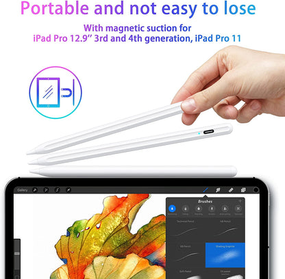 Stylus Pen for Touch Screens, Active Digital Pencil with Fine Tip, Rechargeable Capacitive Stylus for Tablets & Smartphones, Universal for Drawing & Note-Taking, 4 Replaceable Tips Included