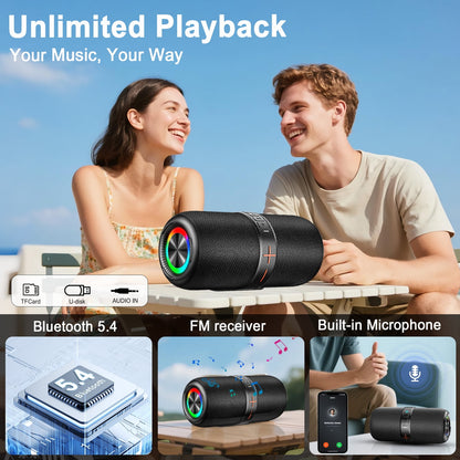 Portable Wireless Bluetooth Speaker with 36W Bass Loud Stereo Sound, 24H Playtime, IPX7 Waterproof, TWS Pairing, BT5.3, for Outdoor/Party/Home, Birthday Gift