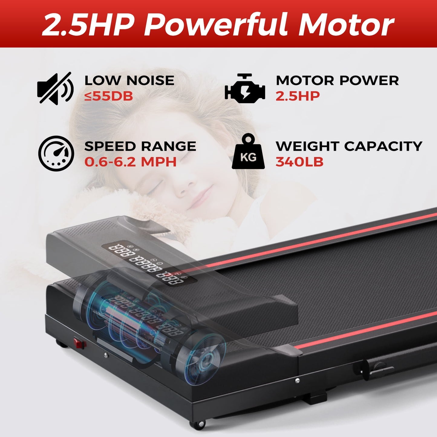 walking pad treadmill,under desk treadmill with handle bar,foldable portable walking pad with remote control red