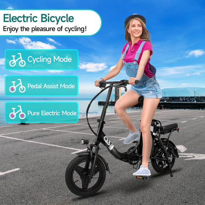 GOKU Folding Electric Bike,14" Electric Bike for Adults,Electric Bicycles with 48V 12Ah Removable Battery,25+ Miles,500W Peak Motor,E-Bike for Commuting,Short Trips,UL2849 Certification (Q3)