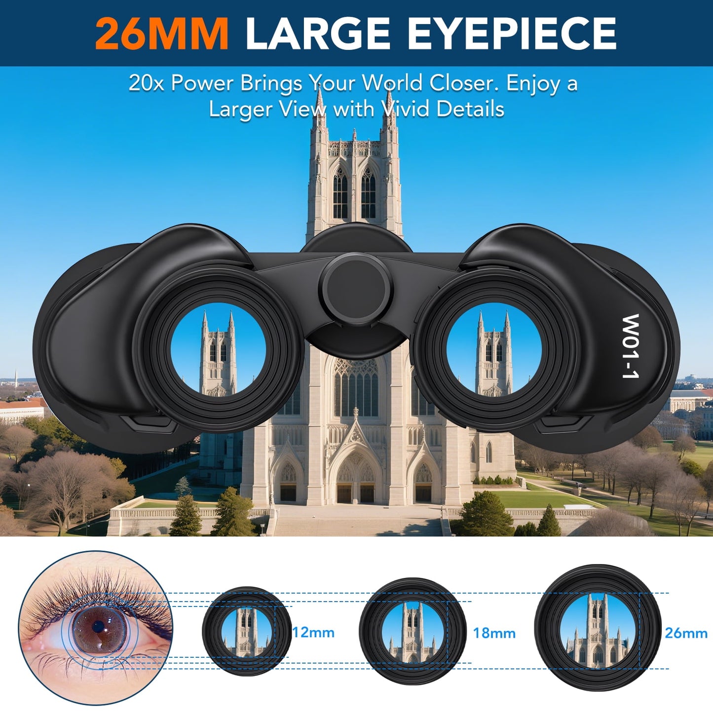 vamout 20x50 binoculars for adults, hd high powered binoculars, compact waterproof binoculars with low light vision for bird watching hunting camping travel stargazing cruise with carrying bag