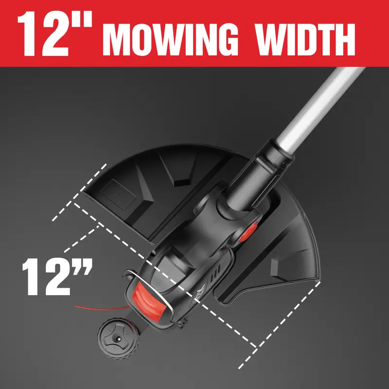 mzk 20v cordless grass trimmer & edger, 12-inch cutting diameter - includes 8 spools & 2x2ah batteries for lawn and garden maintenance