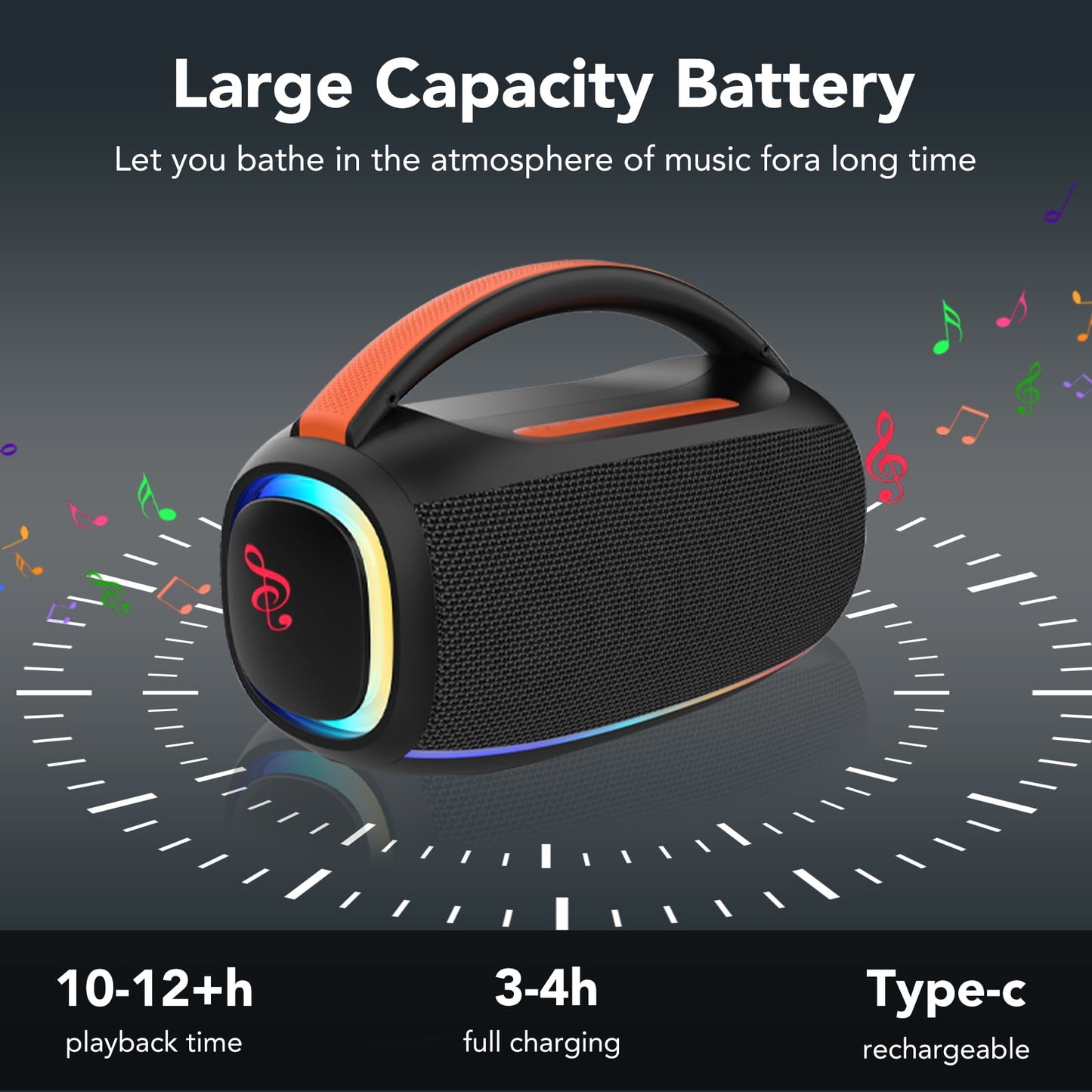 bluetooth speaker, portable wireless speaker with rgb lights, deep bass, waterproof outdoor speaker boombox for pool beach party
