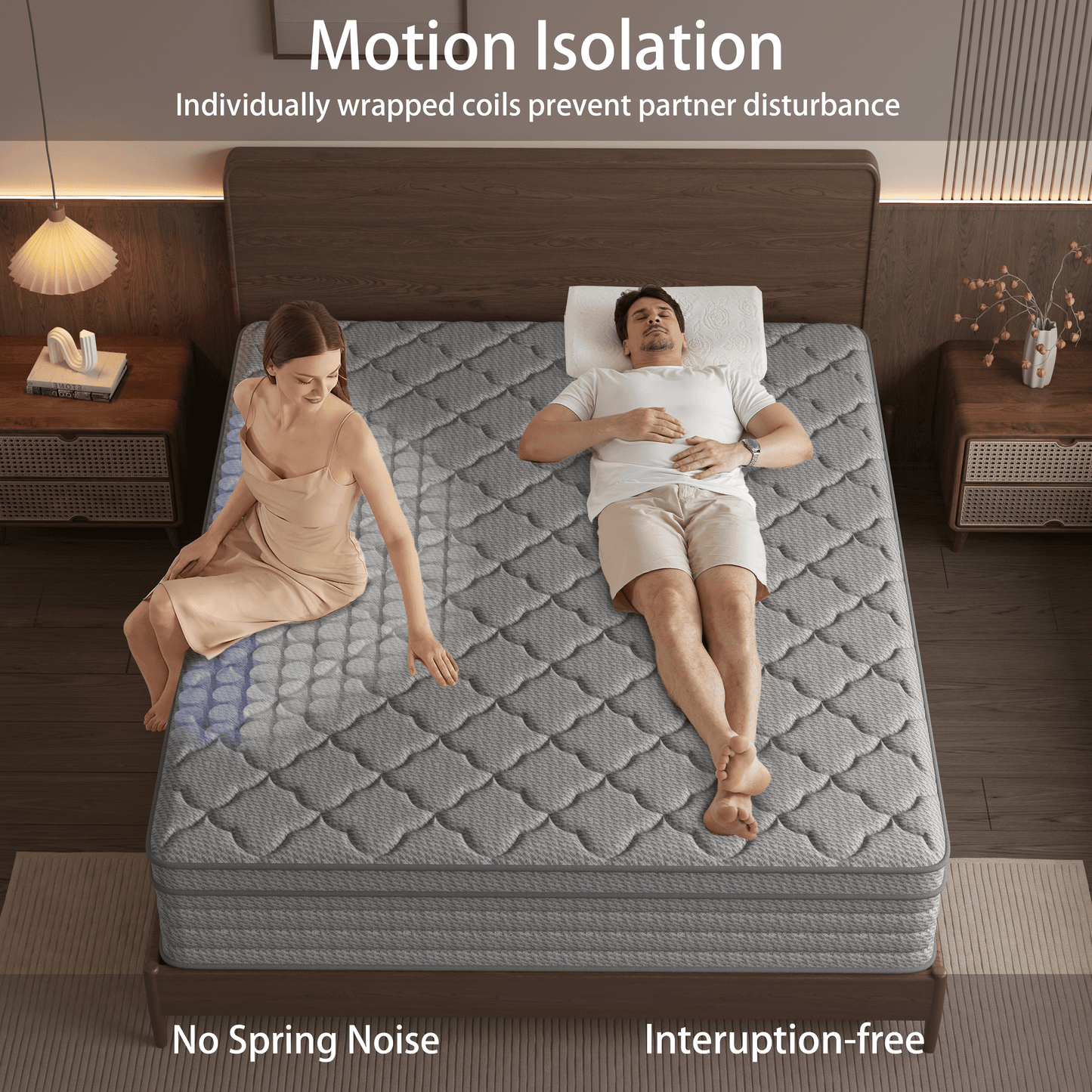 fvbeaya 12 inch queen mattress, gel memory foam with individually wrapped pocket coils, medium firm, pressure relief, strong edge support,cooling breathable sleep support for adult